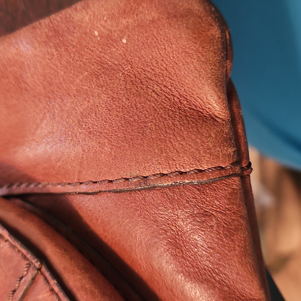 Fossil Brown Leather Bag with Gold Accents - Picture 9 of 10